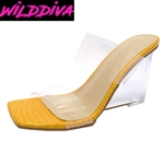 FRANKIE-01 WOMEN'S HIGH LUCITE WEDGES *VERY LOW STOCK