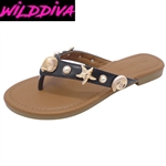 ROSE-131 WHOLESALE WOMEN'S SEASHELL FLAT SANDALS