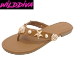 ROSE-131 WHOLESALE WOMEN'S SEASHELL FLAT SANDALS