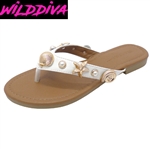ROSE-131 WHOLESALE WOMEN'S SEASHELL FLAT SANDALS