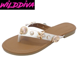 ROSE-131 WHOLESALE WOMEN'S SEASHELL FLAT SANDALS